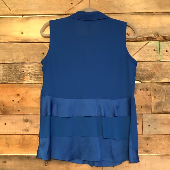 Alfani sheer blue sleeveless button down blouse - Picture 5 of 5